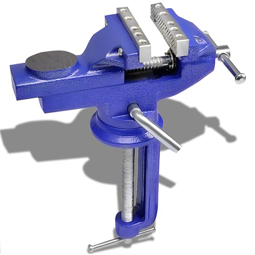 Retoo Schraubstock Drehbar, Backenbreite 50mm Spannweite 50mm Sicheres Fixieren von Werkstücken, Tischschraubstock mit Schutzbacken und Klemmbacken Schraubstock aus Grauguss Zum Schweißen Kleben