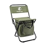 suukua Outdoor Folding Chair Fishing Chair Portable Folding Camping Stool Backpack Chair with Double Oxford Cloth Cooler Bag for Fishing/Beach/Camping/Family/Outing