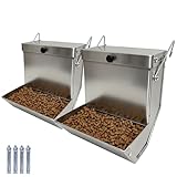 Rabbits Feeder 2 Pcs - Gravity Feeding for Cage Stainless Steel 4Lbs 6.2 Inch, Anti-Corrosion Durable with Sliding Lid for Pet Small Animal Indoor Outdoor Use, Holds Several Days' Food Rabbits Feeder 2 Pcs - Gravity Feeding for Cage Stainless Steel 4Lbs 6.2 Inch, Anti-Corrosion Durable with Sliding Lid for Pet Small Animal Indoor Outdoor Use, Holds Several Days' Food