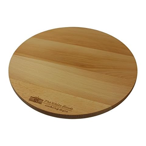THE WHITE HOUSE cooking style Wooden Rotating Kitchen Board. Turntable Rotating Cake Stand, Pizza Board, Cheese Board, Party Serving Board (11-1/2") Cover