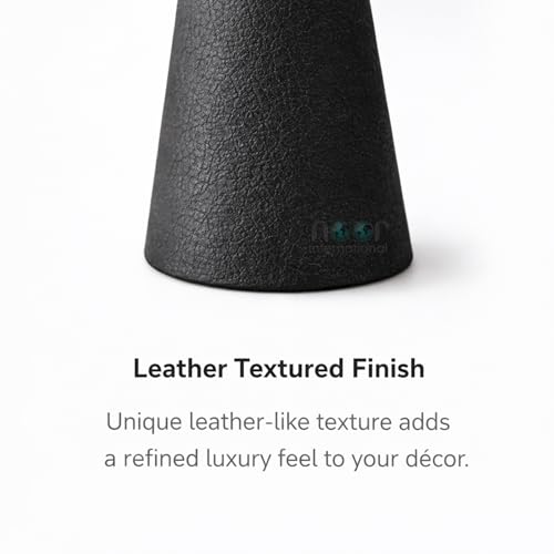 Image of ππππ πππππππππππππ | Metal Pillar Candle Holder Set of 2 | Table Centerpieces Coffee Tables | Candles Stand for Christmas Home Decor Gift | Wedding Gift (Leather Textured- Black)