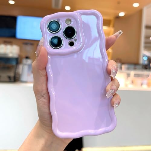 Coque iPhone 15 Plus esthétique motif vague le cadeau violet idéal pour filles et femmes