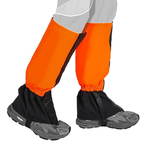 INNOLIFE Unisex Waterproof Snowproof Outdoor Hiking Walking Gaiters Climbing Hunting Snow Legging Leg Cover Wraps (Pair in Orange)