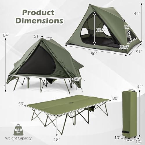 Carpa Camping 2 Personas Tangkula 2 en 1 con Camastro miniatura 3