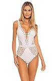 Becca by Rebecca Virtue Color Play Plunge One-Piece White LG