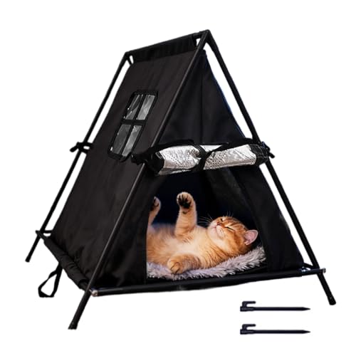 Abri pour chat extérieur imperméable et isolant | Cabane triangulaire jardin et terrasse - 2