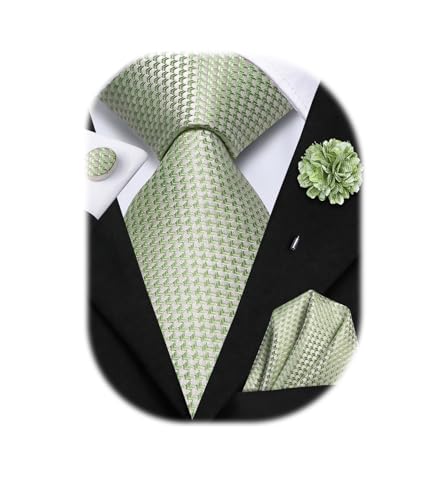 Image of Hi-Tie Mens Paisley Floral Striped Ties Set Silk Necktie and Lapel Pin for Men Pocket Square Cufflinks Set Business Wedding