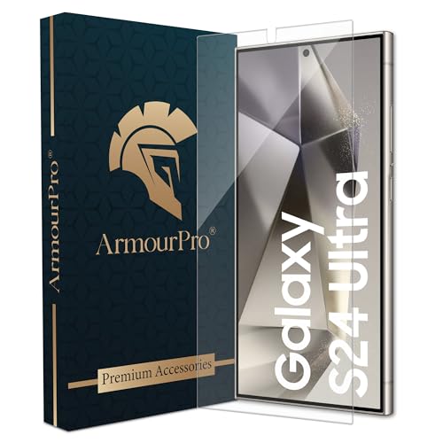Image of ArmourPro Borderless Tempered Glass for Samsung Galaxy S24 Ultra - Clear Screen Protector with Anti Dust Speaker Mesh, 9H Scratch Resistant, HD Clarity, Case Friendly, Bubble-Free