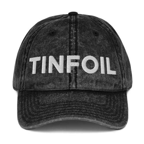 Tinfoil Hat (Embroidered Vintage Cotton Twill Cap) Black