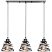 Produktbild iDEGU 3-flammig Pendelleuchte Moderne Spirale Design Metall Lampenschirm E27 Vintage Lampe Industrielle Hängelampe für Schlafzimmer Wohnzimmer Küche Esszimmer (3-flammig Hängeleuchte, Schwarz, Balken)