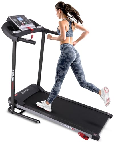 SereneLife Electric Folding Treadmill Exercise Machine - Smart Compact Digital Fitness Treadmill Workout Trainer w/Bluetooth App Sync, Manual Incline Adjustment, for Walking, Running, Gym