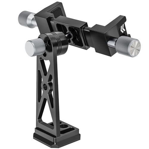 Cenawin Adaptador de trípode para teléfono, soporte de trípode de metal para smartphone con 2 zapatas frías, Arca-Swiss, rosca de 1/4 pulgadas 3/8 pulgadas, abrazadera giratoria de 360° para trípode