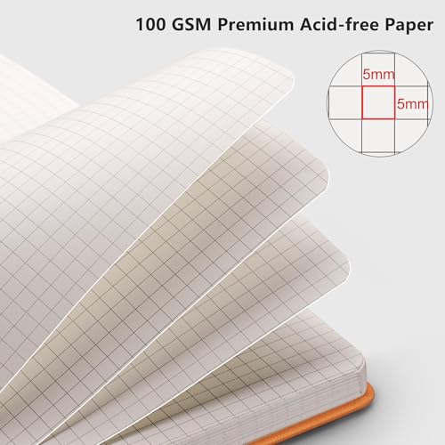 Image of RETTACY Graph Grid Paper Notebook, 192 Pages, A5 Size (5.7'' x 8.3'')