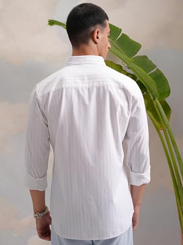 Image of Highlander Men's Slim Fit Striped Cotton Shirt | Full Sleeves | Everyday Wear Stylish Shirt for Men