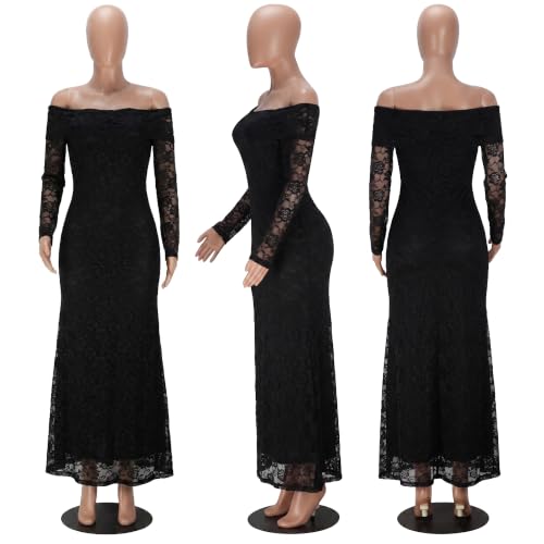 Image of PORRCEY Women's Sexy Rhinestone Lace Sheer Mesh Formal Evening Dress