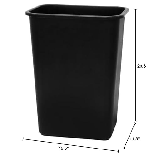 United Solutions WB0060 Black Plastic 41 Quart Office Wastebastket-10.25 Gallon Trash Can in Black