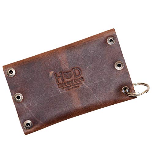 Hide & Drink, Leather Riveted Envelope Keychain, Holds Up To 4 Cards/Card Organizer/Holder/Case/Rustic/Cash/Accessories, Handmade - Bourbon Brown #TOP1