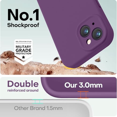 Image of LOVE 3000 Designed for iPhone 13 Case, Premium Silicone with [Camera Protection] [Soft Anti-Scratch Microfiber Lining] Shockproof Protective Phone Case for iPhone 13 Women Men Girls 6.1 inch, Grape