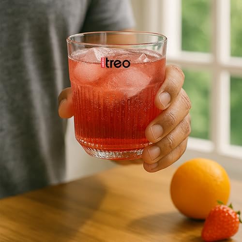 Image of Treo by Milton Aurora Juice Tumbler I Premium Glass Set of 6, 250 ml Each for Water, Cold Drink I Perfect for Home, Restaurants and Parties
