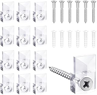 BAGTeck 22 Sets of Mirror Holder Clips Kit,Crystal Clear Plastic Mirror Clip, Mirror Holder Clips Glass Retainer Clips Kit,Mirror Hanging kit with Screws and Fixed Mirror Box Door
