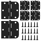 Matte Black Door Hinges,3 Pack Exterior Hinges Doors,3.5x3.5 Inch Black Interior Doors Hinge with Square & Round Corners Durable Steel Hinge Door Hardware