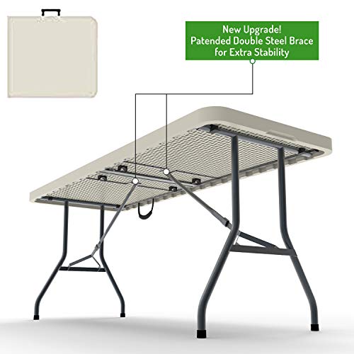 Ontario Furniture 8 Foot Plastic Folding Table - Folds in Half with a