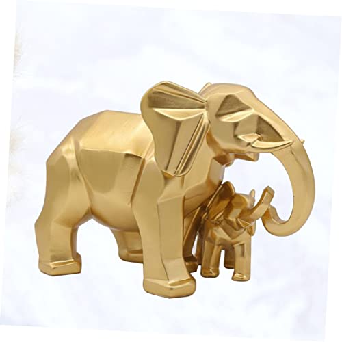 Figurines ornement d'éléphant jungle en résine dorée - 2