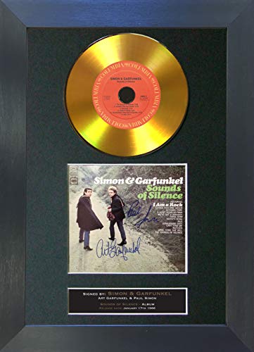 #163 GOLD DISC SIMON & GARFUNKEL Sounds Of Silence Signed Autograph Mounted Cd Cover Record Reproduction PRINT A4 Rare Perfect Birthday (297 x 210mm) (Black Frame)