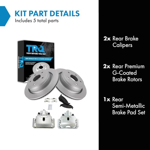 Image of TRQ Rear Brake Pad & Rotor Kit Compatible with 2007-2009 Chrysler 2002-2010 Dodge 2011-2018 Ram