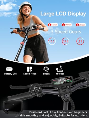 Image of Electric Scooter Adults with Seat 1600W /1200W - 30-37 Miles & 28 /31 /34MPH Fast E-Scooter,Dual Brake Full Suspension,All-Terrain Offroad Electric Scooters Foldable for Commuting