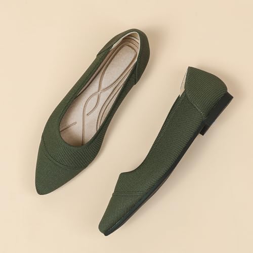 Flats Shoes for Women Pointed Toe Knit Ballet Breathable Comfortable Slip On Flat Shoes for Dressy Casual Office Work Wedding, Model XTZ-J63