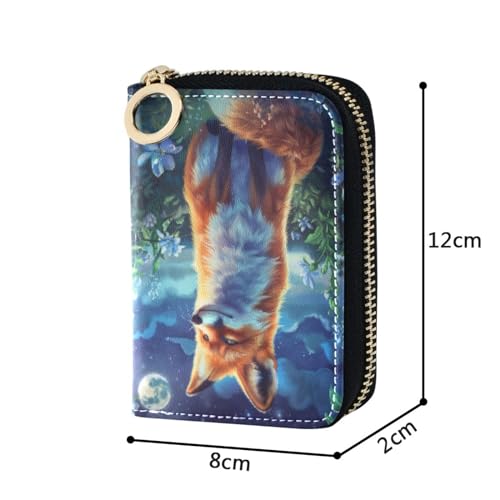 Credit Card Holder Animal Fox Mini Leather Wallet Card Holder Zipper Wallet For Man And Women4
