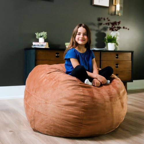 Image of Big Joe Fuf 3.5Ft Foam Bean Bag Chair for Kids, Teens, Bronze Plush Soft Polyester, 3.5 Foot Large Ultra-Soft Seat for Gaming, Bedroom, Reading Nook | Premium Shredded Foam Filled, Plush, Safe for Kids Ages 3 and Up, Supports Up to 200 lbs