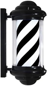 Plug-in Power Supply Barber Shop Light, Barber Pole 360 Rotating Light, Wall-Mounted Weather-Resistant Barber Light, Energy-Saving Barbershop LightsBlack