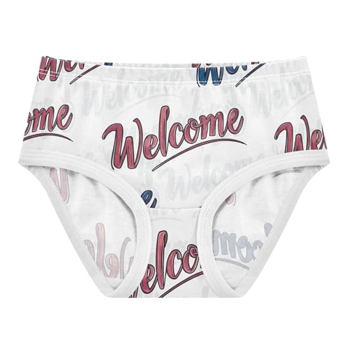 Toddlers Underwear Floral 2t Cotton Girl Panties Cute Animal Kids Undies Briefs Elegant Calligraphy Welcome White