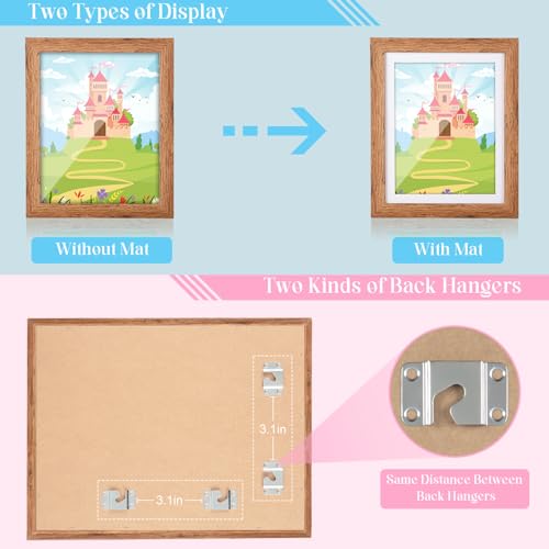 Image of [2 Pack] Kids Art Frames, 10x12.5 Front Opening Kids Artwork Frames Changeable,Dark Woodgrain Artwork Display Storage Frame for Wall, Holds 50 Pcs, for 3D Picture, Crafts, Children Drawing, Hanging