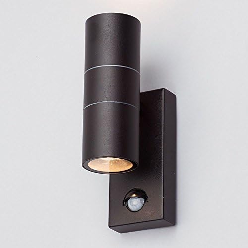 LITECRAFT Modern Outdoor Wall Light PIR Up and Down Light 2 Year Guarantee Included (Black)