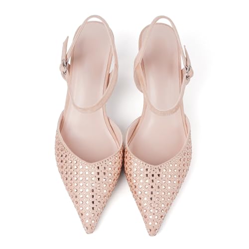 Image of CORNMOOD Stiletto Slingback Heels Pumps for Women | Glossy Patent Leather Kitten heel, Chic Dress Shoes for Modern Women, Ideal Wedding Evening Party and Work Office Outfit