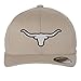 Longhorn Leatherette 6 Panel Mid Profile Flexfit Twill Cap - Khaki S/M