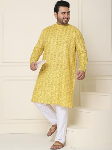 Image of SOJANYA Plus(Since 1958) Men's Cotton Checked Kurta