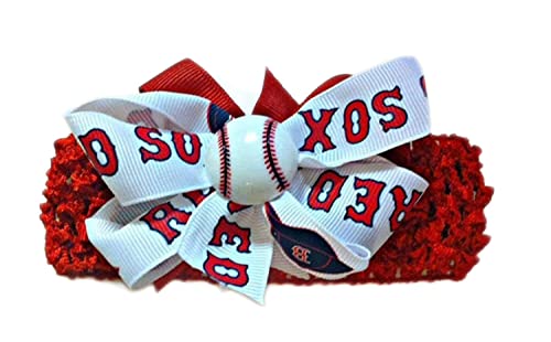 Image of Red Sox Baby Girl Boutique Bow Crocheted Headband