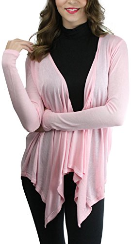 Image of ToBeInStyle Womens Open Front Long Sleeve Lightweight Asymmetrical Draped Cardigan with Side Pockets