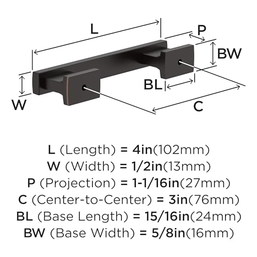Image of Amerock 25 Pack 3 inch Triomphe Oil-Rubbed Bronze Drawer Pull