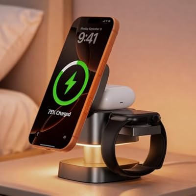 AIYUNDI 4 in 1 Wireless Charging Station for Ap...