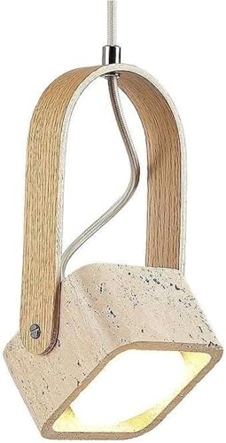 Lampe suspendue carrée bois travertin plafonnier salon chambre
