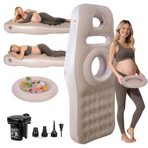 Inflatable Pregnancy Pillow with Belly & Head Hole, Prone Pregnancy Pillow for Stomach Sleepers, Belly Pillow Pregnancy Mattress for Pregnant Women, Maternity airbed Pool Float for Tummy Massage