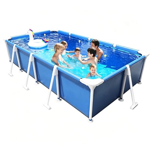 Easnuroz Piscina rectangular de estructura metálica de 120 – 400 cm, piscina infantil plegable de 3 capas, para el jardín, piscina de suelo para niños y toda la familia (150 x 105 x 45 cm)