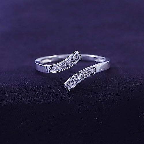 Round White Natural Diamond Accent 14K White Gold Over Sterling Silver Adjustable Bypass Toe Ring Jewelry For Womens #TOP1