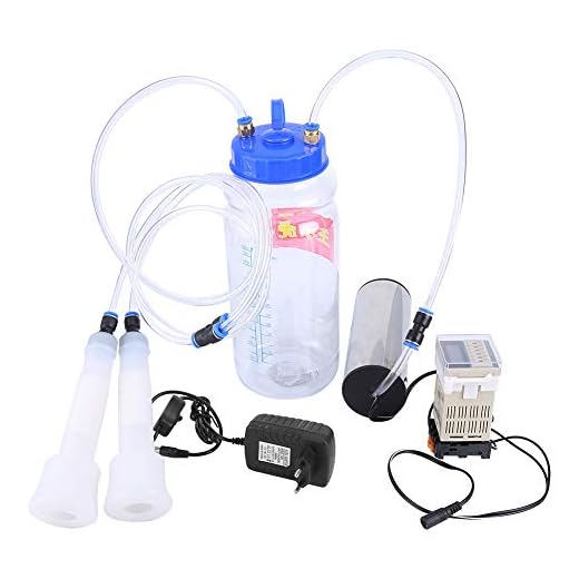 Wakects Machine à traire électrique 2L, mini type portable à double tête machine à traire avec pompe à vide pour chèvres et vaches pour famille ferme traire (EU)