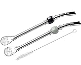 Bombilla Mate Straw,Stainless Steel Colorful Beads Mate Straw Yerba Mate Stainless Steel Straws Head...